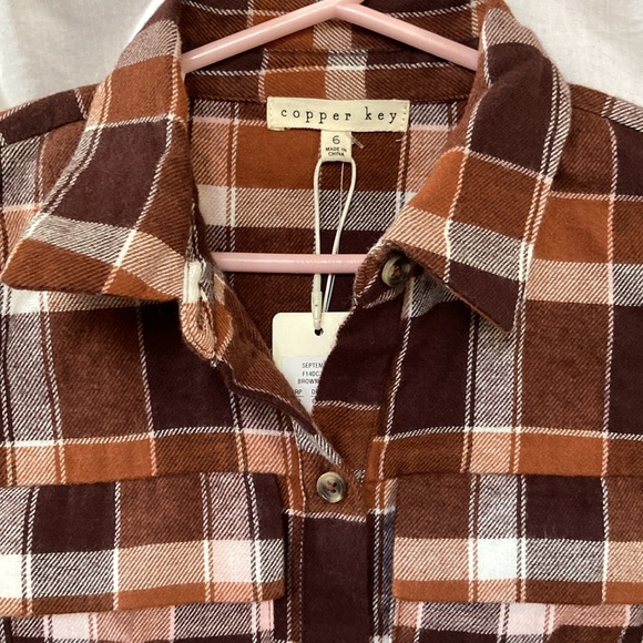 🎉 3 For $ 20 COPPER KEY GIRLS Button Front Plaid Dress Size 6 Long Sleeve NWT - Picture 2 of 6